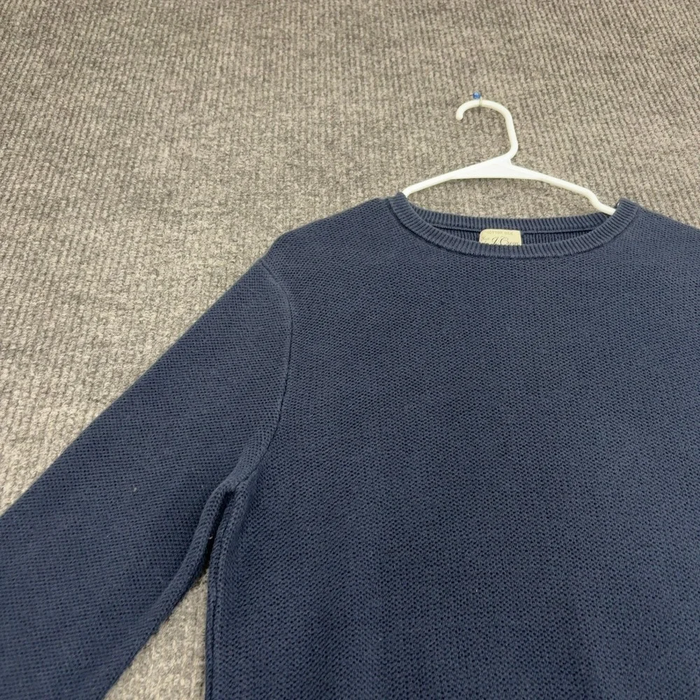 J Crew Sweater Mens L Blue Cotton Silk Knit Pullover Classic Preppy